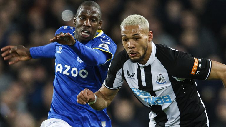 Everton's Abdoulaye Doucoure (left) and Newcastle United's Joelinton