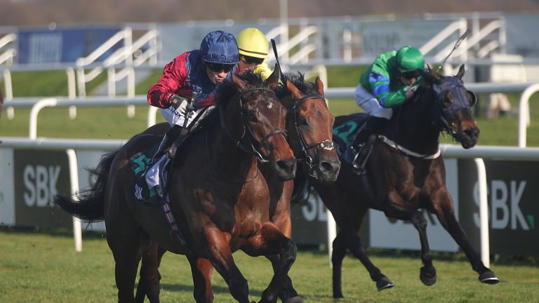 Johan and Silvestre De Sousa race away from Saleymm to win the Lincoln Handicap at Doncaster