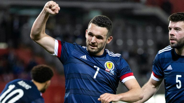 John McGinn celebrates after scoring Scotland's second goal