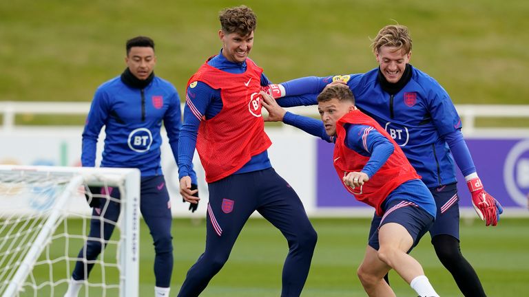 Pickford enjoys an England training camp