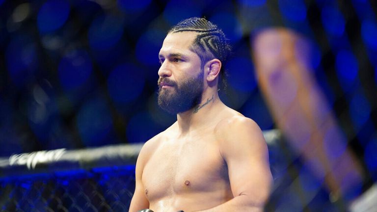 Jorge Masvidal before his fight against Kamaru Usman in the octagon for a 5 round welterweight bout during the UFC 261: Usman vs Masvidal 2 Event at VyStar Veterans Memorial Arena on April 24, 2021 in Jacksonville, Florida. (Photo by Louis Grasse/PxImages/Icon Sportswire) (Icon Sportswire via AP Images)