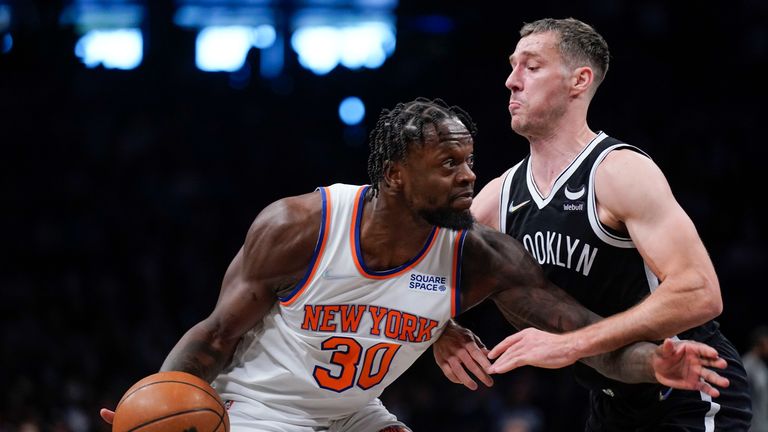 New York Knicks&#39; Julius Randle takes on Goran Dragic of Brooklyn Nets (Associated Press)