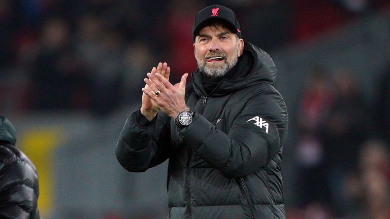 Jurgen Klopp celebra la clasificación d el Liverpool a los cuartos de final de la Champions League