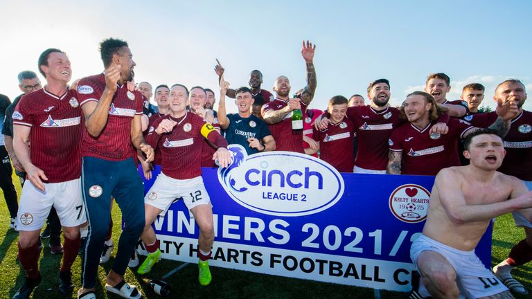 Kelty Hearts celebrate clinching the League Two title