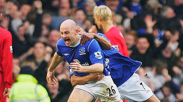 Lee Carsley scores against Liverpool in 2004