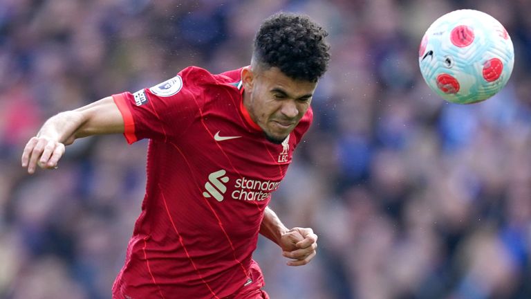 Luis Diaz heads Liverpool ahead at Brighton