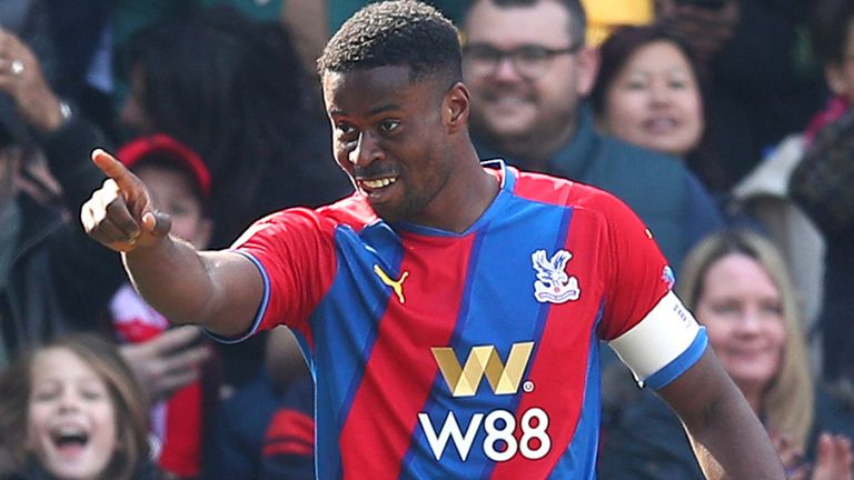 Marc Guehi of Crystal Palace celebrates after scoring their side&#39;s first goal