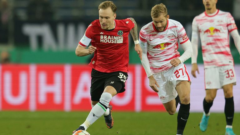 Hannover 96 midfielder Mark Diemers during the cup game against RB Leipzig