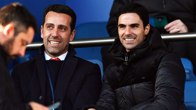 Mikel Arteta works closely with Arsenal technical director Edu