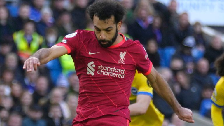 Mo Salah scores from the penalty spot to give Liverpool a 2-0 advantage at Brighton