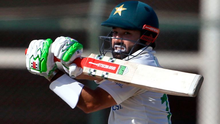 Mohammad Rizwan bats on the fifth day of the second test match between Pakistan and Australia (AP)