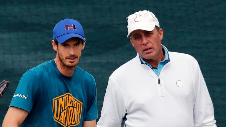 Andy Murray, center, speaks with then-coaches Jamie Delgado, left, and Ivan Lendl ahead of the Wimbledon Tennis Championships in London, Sunday, June 26, 2016. Andy Murray is bringing back Ivan Lendl as his coach. The duo is reuniting about 4 1/2 years after splitting up for a second time. Murray’s manager announced Friday, March 4, 2022. that the 34-year-old from Scotland and Lendl have agreed to return to working together over the next few months.