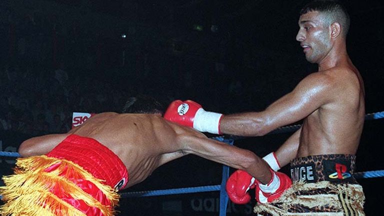 Naseem Hamed fights Manuel Medina in Dublin in 1996 (PA)