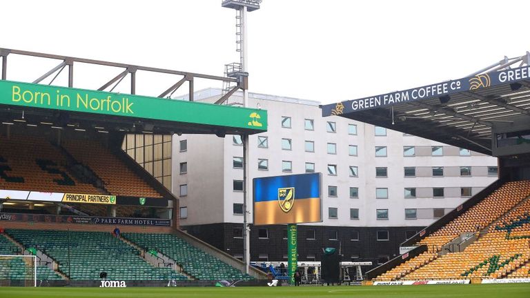 The Ukrainian flag on Norwich&#39;s big screen