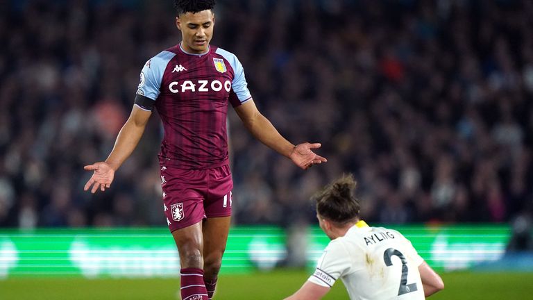 Aston Villa's Ollie Watkins and Leeds United's Luke Ayling