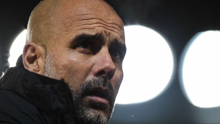 Manchester City&#39;s Spanish manager Pep Guardiola reacts prior to the start of the English FA cup fifth round football match between Peterborough United and Manchester City at the Weston Homes Stadium, in Peterborough, on March 1, 2022