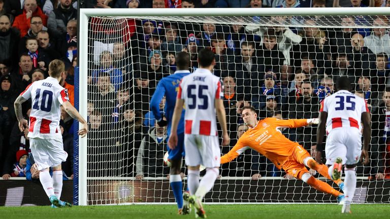 Allan McGregor saved a penalty from Red Star's Aleksandar Katai.