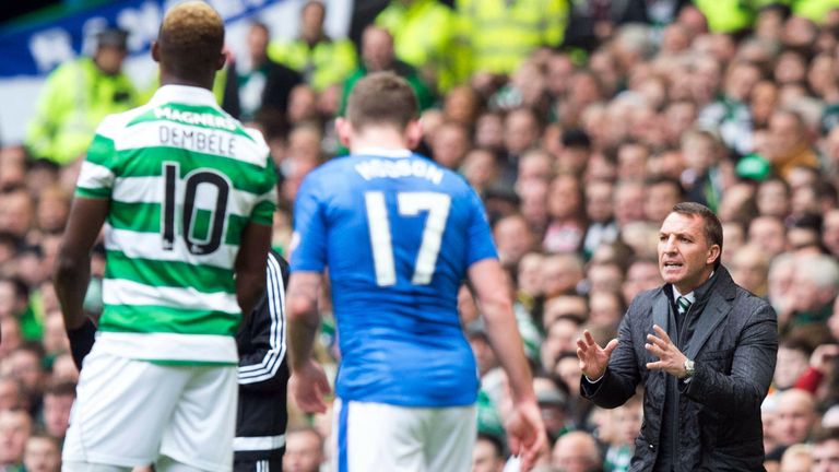 Rodgers (right) described his Old Firm encounters at Celtic as intense