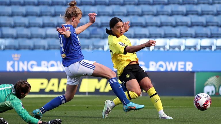 Sam Kerr slides home Chelsea's second goal