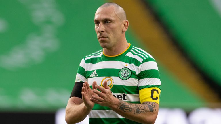 GLASGOW, SCOTLAND - MAY 12: Celtic captain Scott Brown during the Scottish Premiership match between Celtic and St Johnstone at Celtic Park on May 12, 2021, in Glasgow, Scotland. (Photo by Alan Harvey / SNS Group)