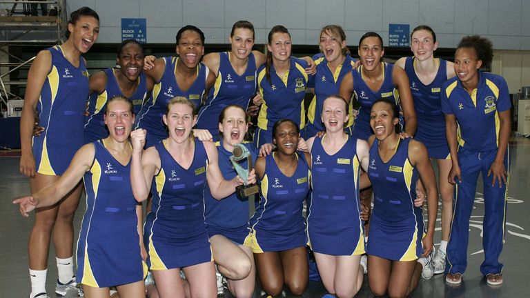 Team Bath Netball celebrating winning the Superleague in 2007