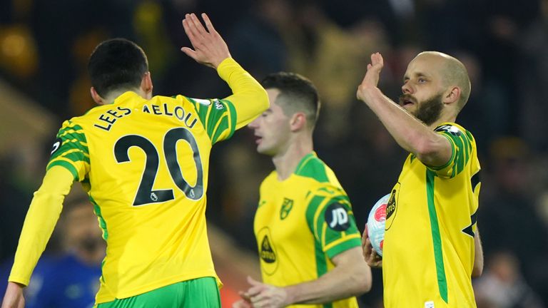 Norwich City's Teemu Pukki celebrates scoring against Chelsea