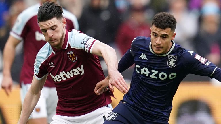 Declan Rice intrecciato con Philippe Coutinho