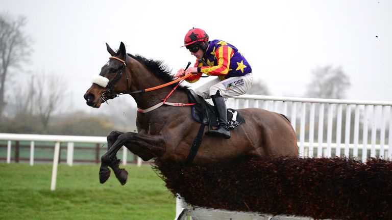 Winged Leader and Barry O&#39;Neill lands over the last fence before going on to win at Down Royal