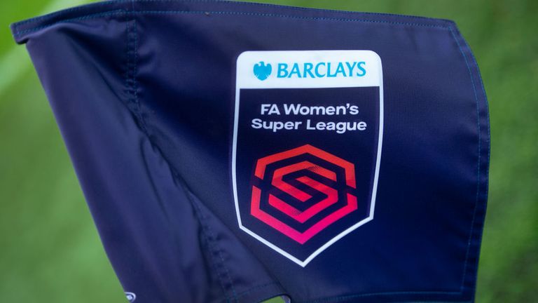 LEIGH, ENGLAND - OCTOBER 09: A corner flag with the Barclays FA Women...s Super League logo on during the Barclays FA Women's Super League match between Manchester United Women and Manchester City Women at Leigh Sports Village on October 9, 2021 in Leigh, United Kingdom. (Photo by Joe Prior/Visionhaus) ***Local Caption*** 