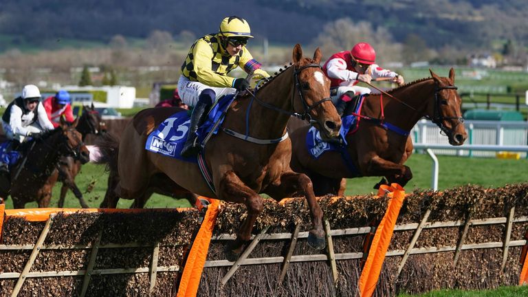 State Man ridden by Paul Townend on their way to winning the McCoy Contractors County Handicap Hurdle during day four of the Cheltenham Festival at Cheltenham Racecourse. Picture date: Friday March 18, 2022.