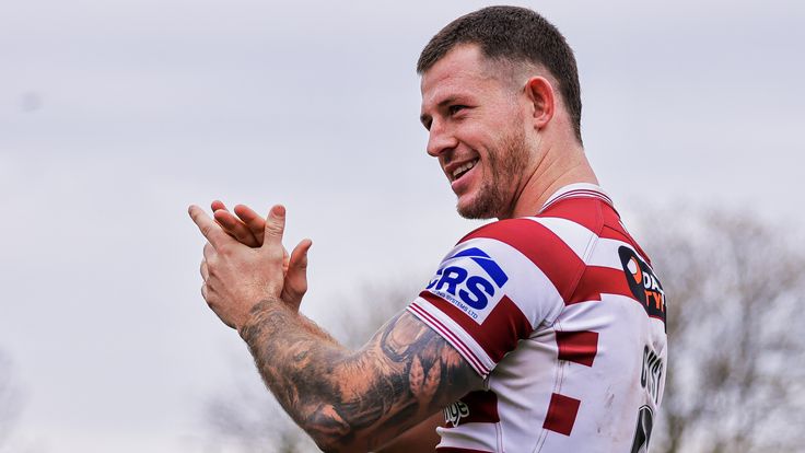 Picture by Alex Whitehead/SWpix.com - 10/04/2022 - Rugby League - Betfred Challenge Cup: Quarter-Final - Wakefield Trinity vs Wigan Warriors - Be Well Support Stadium, Wakefield, England - Wigan’s Cade Cust celebrates the win.