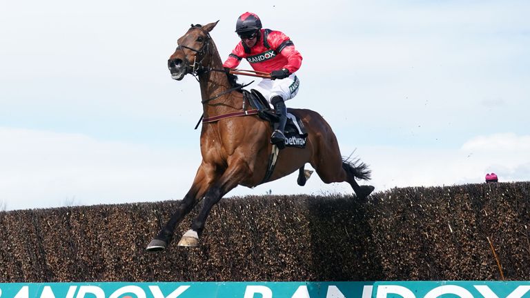 Ahoy Senor ridden by Derek Fox on their way to winning the Betway Mildmay Novices' Chase