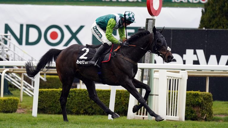 Clan Des Obeaux ridden by Harry Cobden on their way to winning the Betway Bowl Chase at Aintree Racecourse, Liverpool. Picture date: Thursday April 7, 2022.