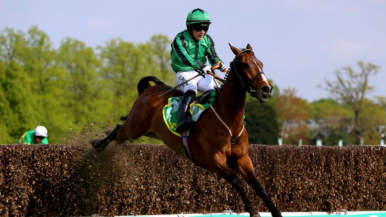 Hewick ridden by jockey Jordan Gainford is in control of the bet365 Gold Cup