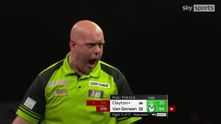Van Gerwen beat Clayton with that magic double-double 94 checkout