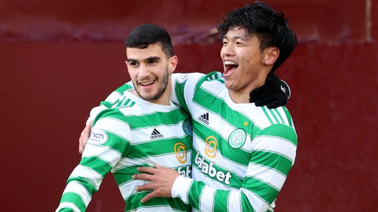 Liel Abada (left) scored and set up two goals as Celtic beat Motherwell