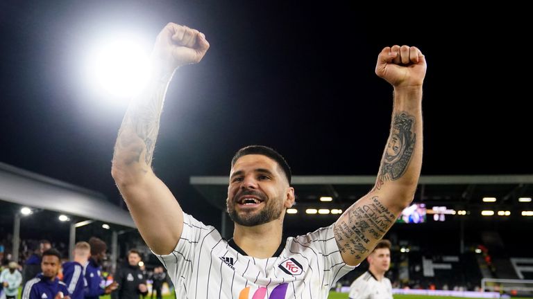 Mitrovic celebrates earning promotion with Fulham