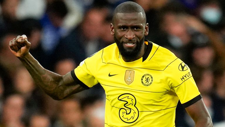 Antonio Rudiger célèbre le but de Chelsea contre le Real Madrid