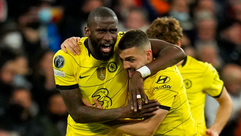 Antonio Rudiger celebrates scoring for Chelsea vs Real Madrid