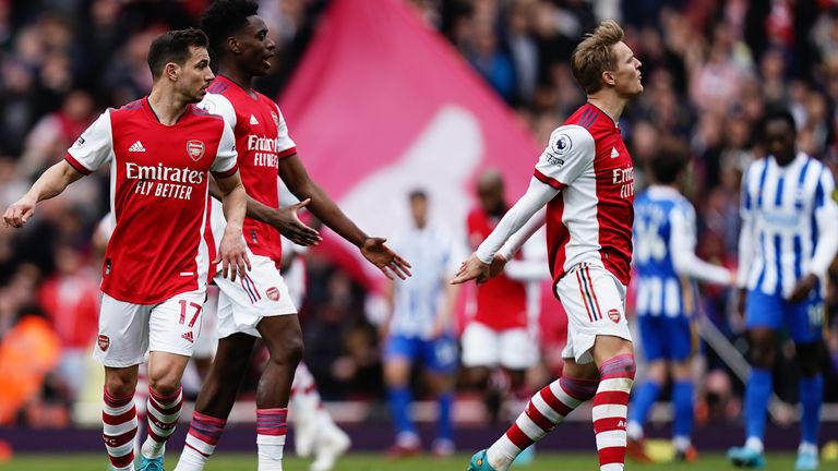 Martin Odegaard fired up the crowd after he pulled one back late on