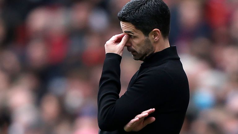 Mikel Arteta shows stress as Arsenal lose for the second time in a week