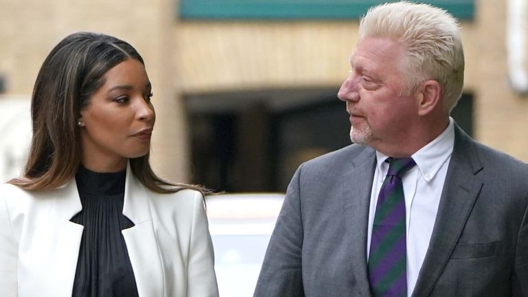 Boris Becker arrived at court with his partner Lilian de Varvalho Monteiro