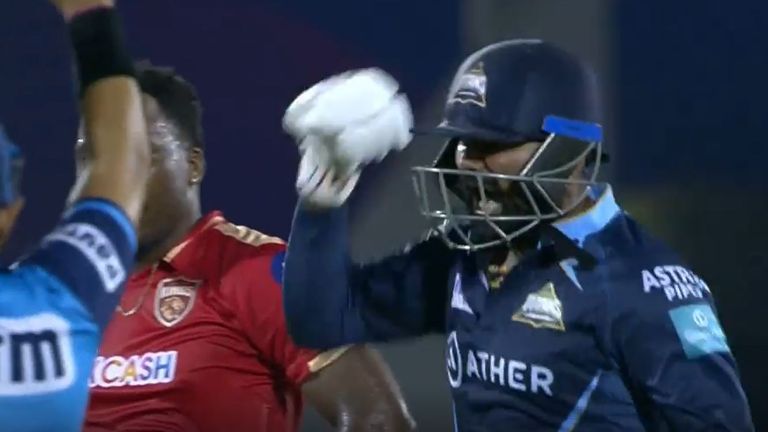 Rahul Tewatia hits two sixes from the last two balls of the match to earn a dramatic win for the Gujarat Titans against the Punjab Kings in the IPL.