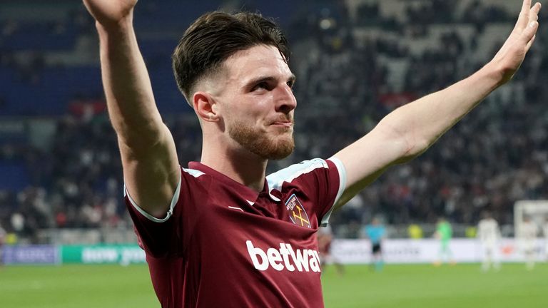 Declan Rice scored West Ham&#39;s second goal of the evening 