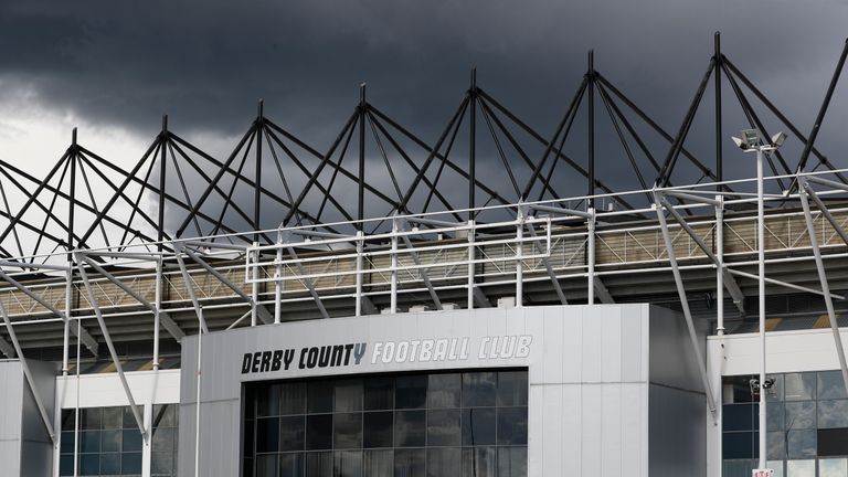 July 28, 2021, Derby, United Kingdom: Derby, England, 28th July 2021. Rain clouds gather behind the ground before the Pre Season Friendly match at Pride Park Stadium, Derby. Picture credit should read: Darren Staples / Sportimage(Credit Image: © Darren Staples/CSM via ZUMA Wire) (Cal Sport Media via AP Images)