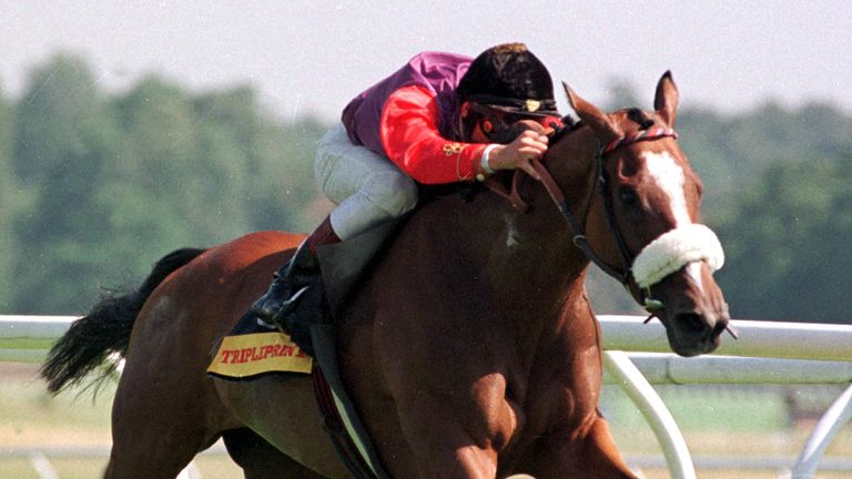 Dettori rode Phantom Gold to victory for the Queen at Royal Ascot in 1996