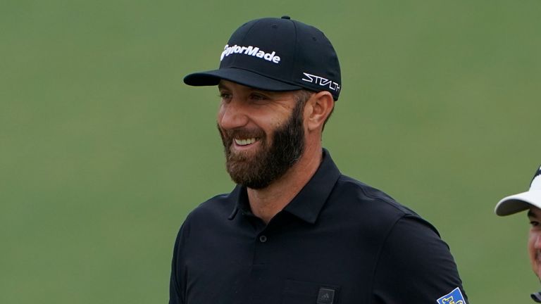 Dustin Johnson during a practice round ahead of The Masters