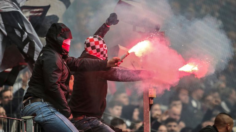 Supporters of Bundesliga side Eintracht Frankfurt