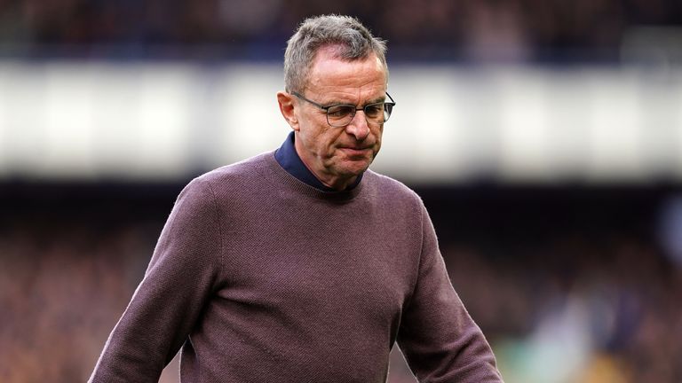 Ralf Rangnick trudges off at Goodison