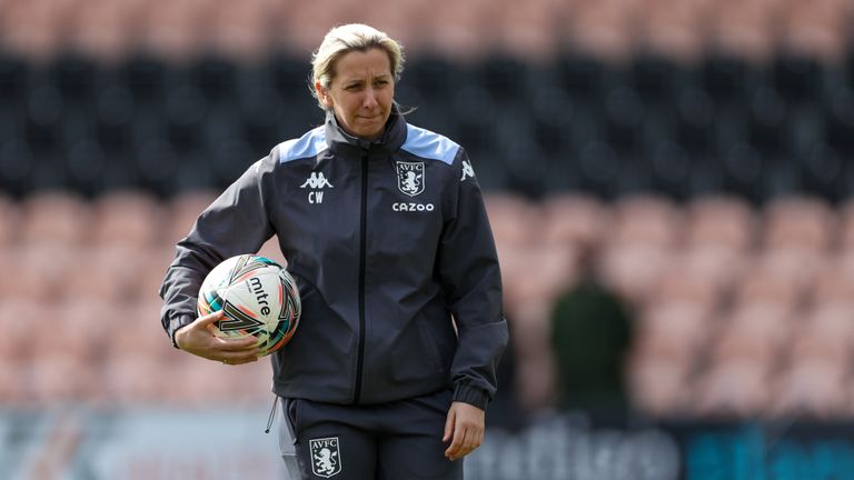 Aston Villa manager Carla Ward ahead of the Barclays FA Women's Super League match at The Hive Stadium, London.